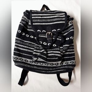 Black and White Woven Backpack with BuckleNWT Women's Medium Hobo Backpack Purse